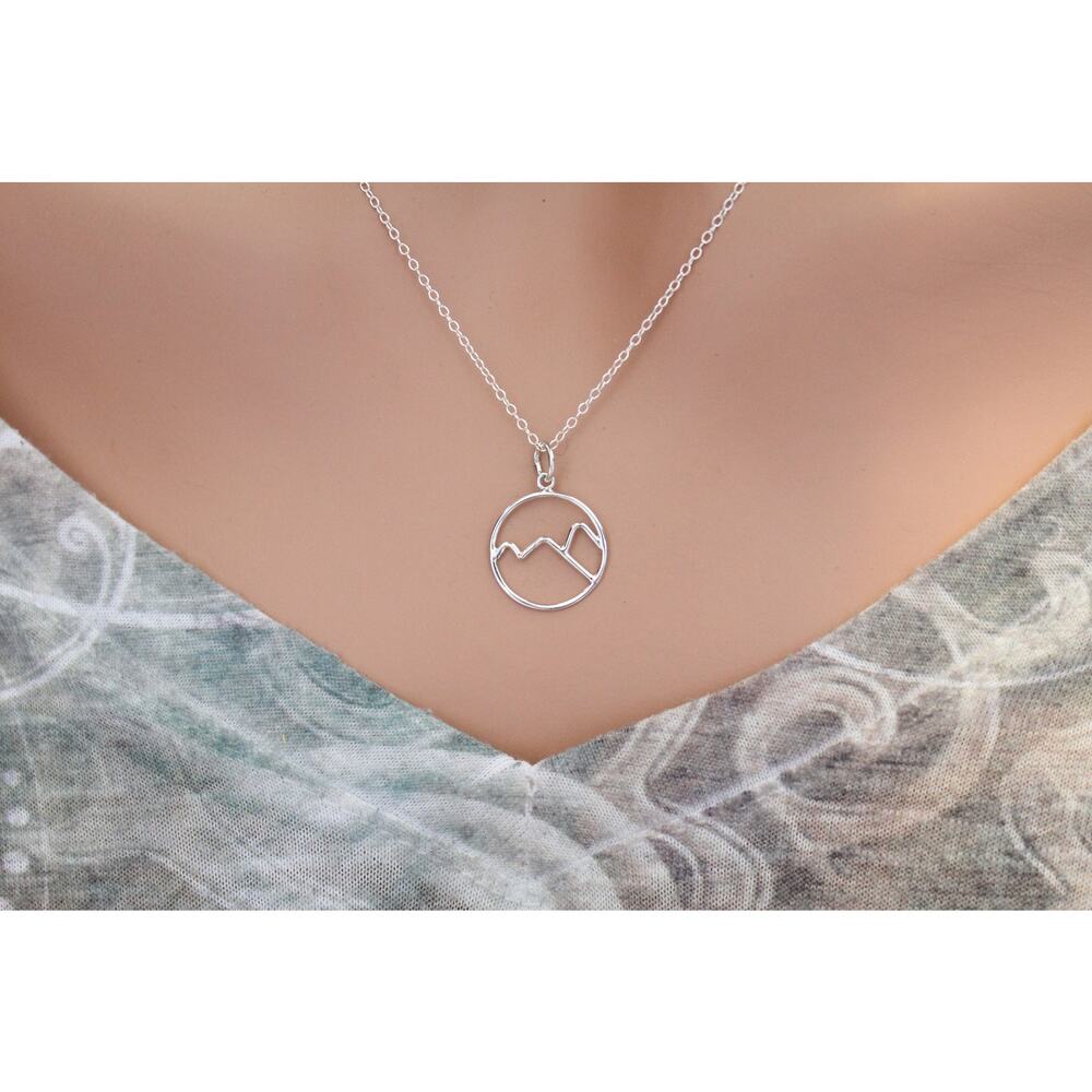 Sterling Silver Wire Mountain Charm Necklace, Silver Wire Mountain Charm